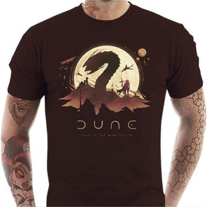 T-shirt geek homme - Dune - Ver des Sables - Couleur Chocolat - Taille S