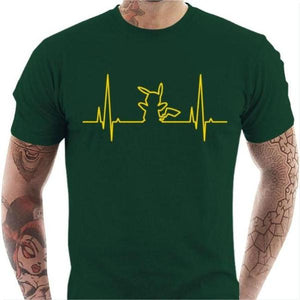 T-shirt geek homme - Electro Pika - Couleur Vert Bouteille - Taille S