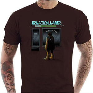 T-shirt geek homme - Epilation Laser - Couleur Chocolat - Taille S