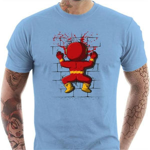 T-shirt geek homme - Flash Crash - Couleur Ciel - Taille S