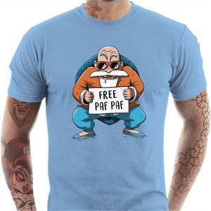 T-shirt geek homme - Free Paf Paf Tortue Géniale - Couleur Ciel - Taille S