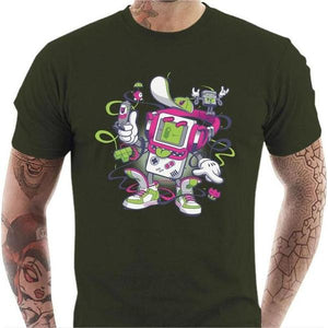 T-shirt geek homme - Game Boy Old School - Couleur Army - Taille S