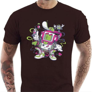 T-shirt geek homme - Game Boy Old School - Couleur Chocolat - Taille S
