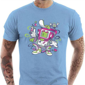 T-shirt geek homme - Game Boy Old School - Couleur Ciel - Taille S