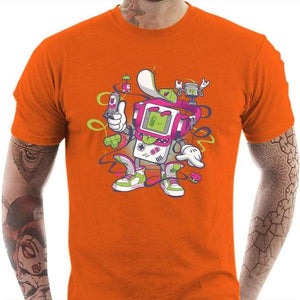 T-shirt geek homme - Game Boy Old School - Couleur Orange - Taille S