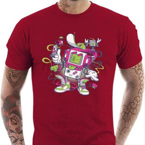 T-shirt geek homme - Game Boy Old School - Couleur Rouge Tango - Taille S