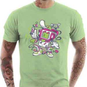 T-shirt geek homme - Game Boy Old School - Couleur Tilleul - Taille S