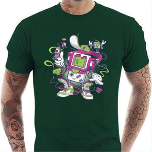 T-shirt geek homme - Game Boy Old School - Couleur Vert Bouteille - Taille S