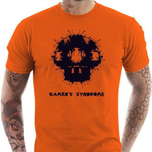 T-shirt geek homme - Gamer's syndrom - Couleur Orange - Taille S