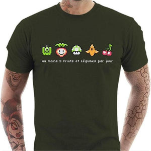 T-shirt geek homme - Geek Food - Couleur Army - Taille S