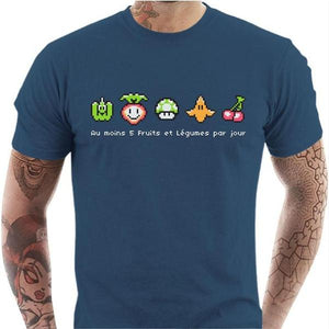 T-shirt geek homme - Geek Food - Couleur Bleu Gris - Taille S