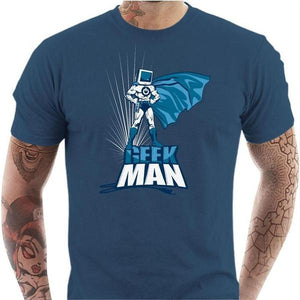 T-shirt geek homme - Geek Man - Couleur Bleu Gris - Taille S