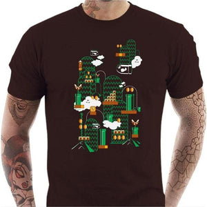 T-shirt geek homme - Great world - Couleur Chocolat - Taille S