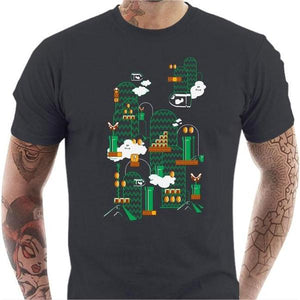 T-shirt geek homme - Great world - Couleur Gris Foncé - Taille S