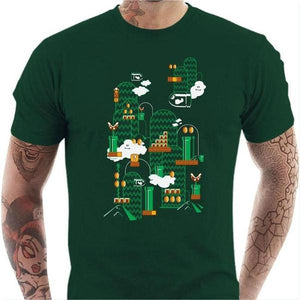 T-shirt geek homme - Great world - Couleur Vert Bouteille - Taille S