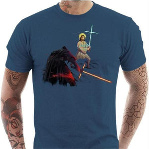 T-shirt geek homme - Holy Wars - Couleur Bleu Gris - Taille S