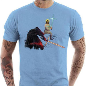 T-shirt geek homme - Holy Wars - Couleur Ciel - Taille S