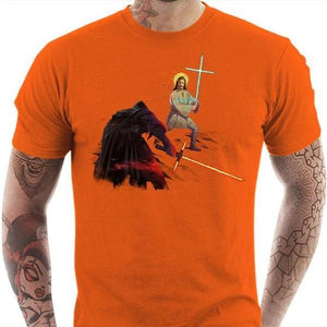T-shirt geek homme - Holy Wars - Couleur Orange - Taille S