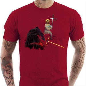 T-shirt geek homme - Holy Wars - Couleur Rouge Tango - Taille S