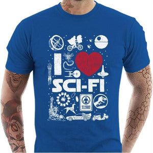 T-shirt geek homme - I love Sci Fi - Couleur Bleu Royal - Taille S