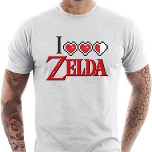 T-shirt geek homme - I love Zelda - Couleur Blanc - Taille S