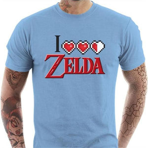 T-shirt geek homme - I love Zelda - Couleur Ciel - Taille S