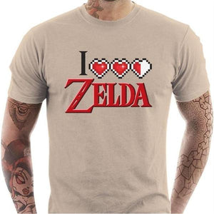 T-shirt geek homme - I love Zelda - Couleur Sable - Taille S