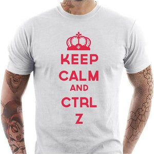 T-shirt geek homme - Keep calm and CTRL Z - Couleur Blanc - Taille S