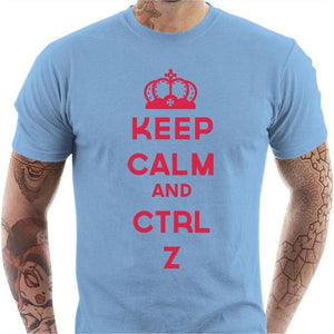 T-shirt geek homme - Keep calm and CTRL Z - Couleur Ciel - Taille S