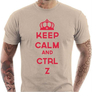 T-shirt geek homme - Keep calm and CTRL Z - Couleur Sable - Taille S