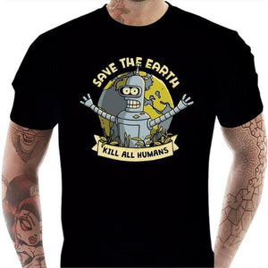 T-shirt geek homme - Kill all Humans - Couleur Noir - Taille S