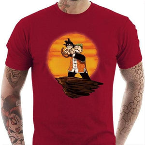 T-shirt geek homme - King Goku Dragon Ball - Couleur Rouge Tango - Taille S