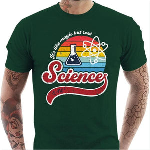 T-shirt geek homme - Like magic but real - Couleur Vert Bouteille - Taille S