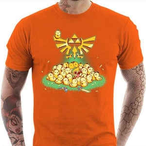 T-shirt geek homme - Link vs Cocottes - Couleur Orange - Taille S