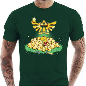 T-shirt geek homme - Link vs Cocottes - Couleur Vert Bouteille - Taille S