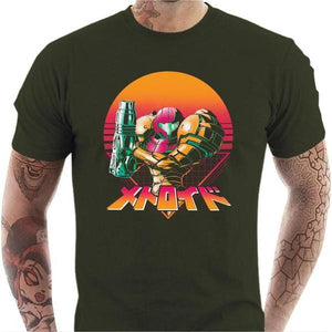 T-shirt geek homme - Metroid - Retro Hunter - Couleur Army - Taille S