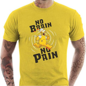 T-shirt geek homme - No Brain No Pain - Couleur Jaune - Taille S