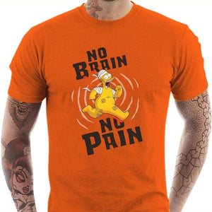 T-shirt geek homme - No Brain No Pain - Couleur Orange - Taille S