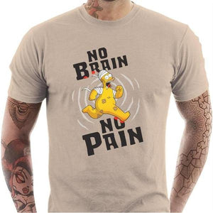 T-shirt geek homme - No Brain No Pain - Couleur Sable - Taille S