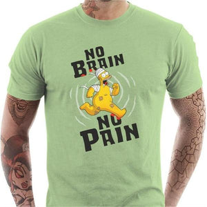 T-shirt geek homme - No Brain No Pain - Couleur Tilleul - Taille S