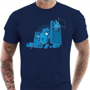 T-shirt geek homme - Old School Gamer - Couleur Bleu Nuit - Taille S