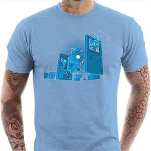 T-shirt geek homme - Old School Gamer - Couleur Ciel - Taille S