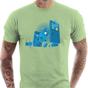 T-shirt geek homme - Old School Gamer - Couleur Tilleul - Taille S