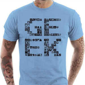 T-shirt geek homme - Pixel - Couleur Ciel - Taille S