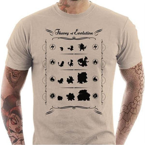 T-shirt geek homme - Pokemon Evolution - Couleur Sable - Taille S