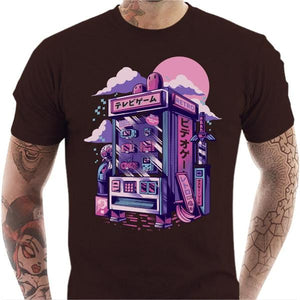 T-shirt geek homme - Retro vending machine - Couleur Chocolat - Taille S