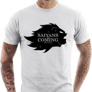 T-shirt geek homme - Saiyans Are Coming - Couleur Blanc - Taille S