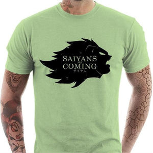 T-shirt geek homme - Saiyans Are Coming - Couleur Tilleul - Taille S