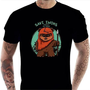 T-shirt geek homme - Save Ewoks - Couleur Noir - Taille S
