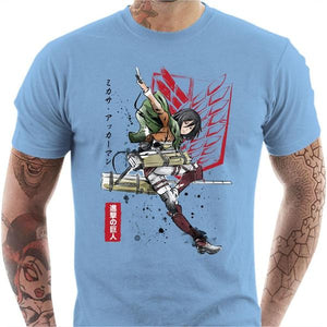 T-shirt geek homme - Soldat Mikasa - Couleur Ciel - Taille S